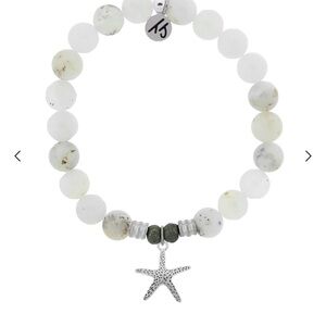 White and Silver Starfish Charm Bracelet